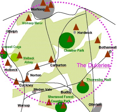 Clumber Park and the Dukeries map