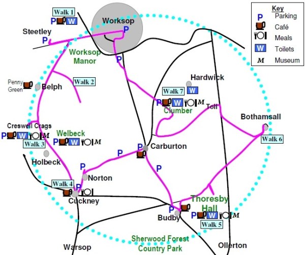 The Dukeries History Trail route 